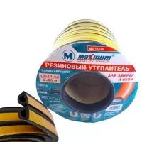 Уплотнитель резиновый самоклеящийся, сечение 14х12 мм, 40 м, профиль "D", черный, «Maximum» MX 11434 Уплотнитель резиновый самоклеящийся, сечение 14х12 мм, 40 м, профиль "D", черный, «Maximum» MX 11434