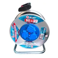 Удлинитель силовой на алюминиевой катушке 50 метров, 3*2. 5мм², 2.5 кВт, 3 розетки, с влагозащитой и