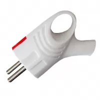 Вилка угловая белая с ушком 16 А